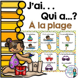 La plage:  Beach Themed Vocabulary Game in French - J'ai...Qui a...?