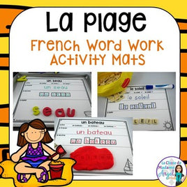 La plage:  Beach Themed Word Work Activity Mats in French