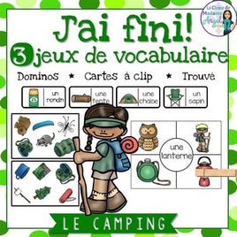 3 Camping Themed Vocabulary Games in French