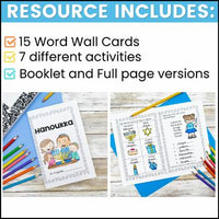 Hanoukka:  French Hanukkah Themed Activity Booklet and Word Wall Cards