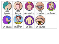 Parties du corps:  Parts of the Body Themed Bingo Game in French