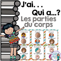 Parties du corps: Parts of the Body Vocabulary Game in French - J'ai...Qui a...?