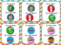 Parties du corps: Parts of the Body Vocabulary Game in French - J'ai...Qui a...?