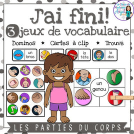 Parties du corps:  3 Parts of the Body Themed Vocabulary Games in French