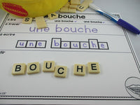 Parties du corps:  Parts of the Body Themed Word Work Activity Mats in French