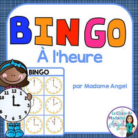 L'heure:  Telling Time to the Hour Bingo Game in French