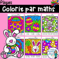 Pâques:  Easter Themed Color by Code Math Activities in French