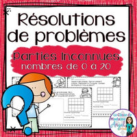 Résolutions de problèmes:  Word Problems with Parts Unkown in French