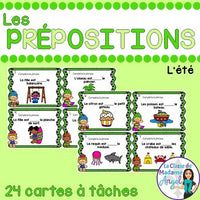 Les cartes à tâches:  French Preposition Task Cards - l'été