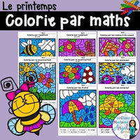 Le printemps:  Spring Themed Color by Code Math Activities in French