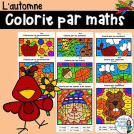 L'automne:  Fall (Autumn) Themed Color by Code Math Activities in French