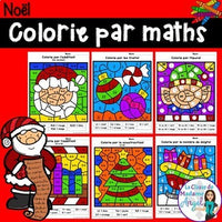 Noël:  French Christmas Themed Color by Code Math Activities