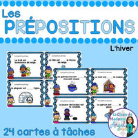 Les cartes à tâches:  French Preposition Task Cards - l'hiver