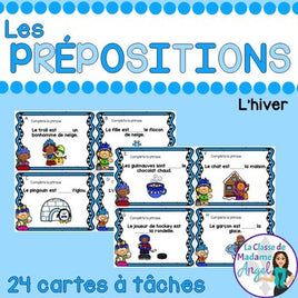 Les cartes à tâches:  French Preposition Task Cards - l'hiver