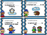 Les cartes à tâches:  French Preposition Task Cards - l'hiver