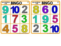 Les nombres à 10:  Numbers to 10 Bingo Game in French