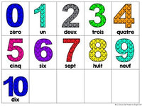 Les nombres à 10:  Numbers to 10 Bingo Game in French