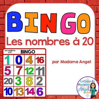 Les nombres à 20:  Numbers to 20 Bingo Game in French