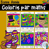 Bonne année:  New Year's Themed Color by Code Math Activities in French