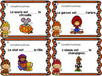 Les cartes à tâches:  French Preposition Task Cards - l'automne