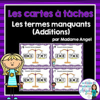 Cartes à tâches: Les termes manquants (additions à 20)