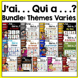 French Vocabulary Game BUNDLE - J'ai. . . Qui a. . .?  (thèmes variés)