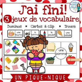 L'été:  3 French Summer Picnic Themed Vocabulary Games