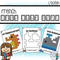 Océan:  French Ocean Themed Snap Cube Activity Mats