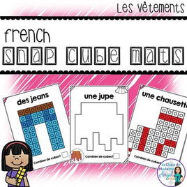 Les vêtements:  French Clothing Themed Snap Cube Activity Mats