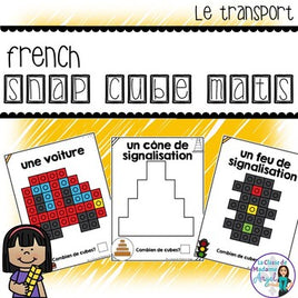 Le transport:  French Transportation Themed Snap Cube Activity Mats