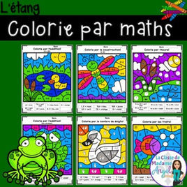 L'étang: French Pond Themed Color by Code Math Activities