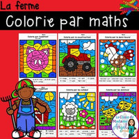 La ferme: French Farm Themed Color by Code Math Activities