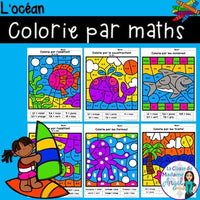 L'océan:  French Ocean Themed Color by Code Math Activities