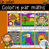 Au safari:  French Safari Themed Color by Code Math Activities