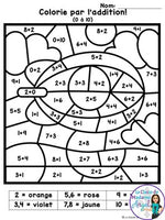 Le transport:  French Transportation Themed Color by Code Math Activities