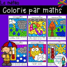 La météo:  French Weather Themed Color by Code Math Activities