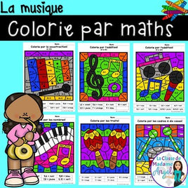 La musique:  French Music Themed Color by Code Math Activities