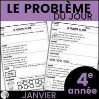 Le problème du jour pour 4e année:  French Math Problem of the Day (janvier)