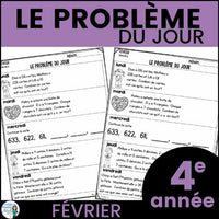 Le problème du jour pour 4e année:  French Math Problem of the Day (février)