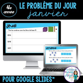 French Digital Math Problem of the Day for Google Classroom™ Grade 4 (January)