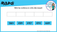 French Digital Math Problem of the Day for Google Classroom™ Grade 4 (January)