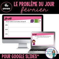 French Digital Math Problem of the Day for Google Classroom™ Grade 4 (February)