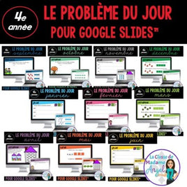 French Digital Math Problem of the Day for Google Classroom™ Grade 4 BUNDLE