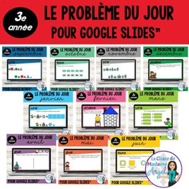 French Digital Math Problem of the Day for Google Classroom™ Grade 3 BUNDLE