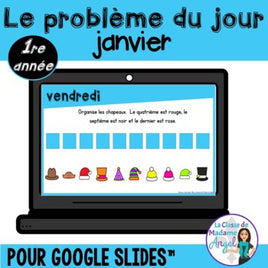 French Digital Math Problem of the Day for Google Classroom™ Grade 1 (January)