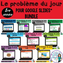 French Digital Math Problem of the Day for Google Classroom™ Grade 1 BUNDLE