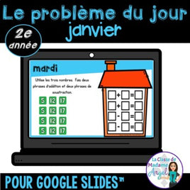 French Digital Math Problem of the Day for Google Classroom™ Grade 2 (January)