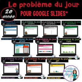 French Digital Math Problem of the Day for Google Classroom™ Grade 2 BUNDLE