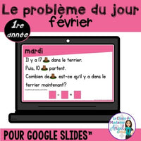 French Digital Math Problem of the Day for Google Classroom™ Grade 1 (February)