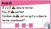 French Digital Math Problem of the Day for Google Classroom™ Grade 1 (February)